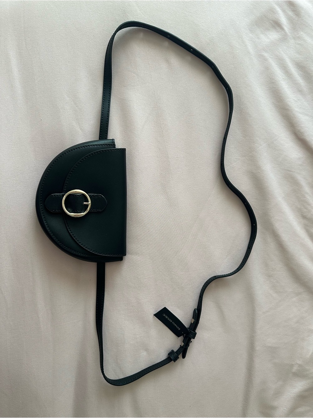 Banana Republic Black Half-Moon Crossbody with Gold Buckle